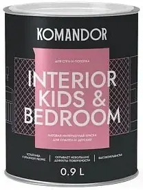 краска "interior kids&bedroom" для спален и детских комнат база a 0,9 л (1/6) "komandor"