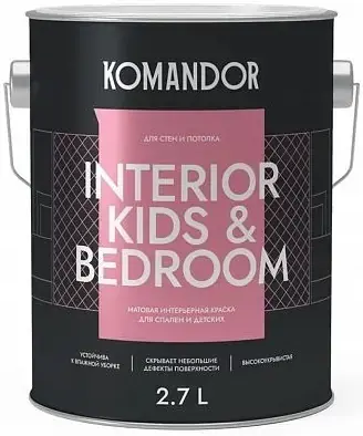 краска "interior kids&bedroom" для спален и детских комнат база a 2,7 л (1) "komandor"