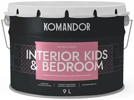 краска "interior kids&bedroom" для спален и детских комнат база a 9 л (1) "komandor"