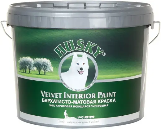 Хаски Velvet Interior Paint краска акриловая моющаяся бархатисто-матовая (9 л) бесцветная база C