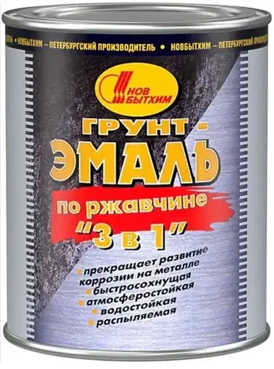 Новбытхим грунт-эмаль по ржавчине 3 в 1 (3 л) голубая матовая (Россия)