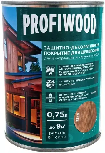 Profiwood покрытие защитно-декоративное для древесины (750 мл) орех