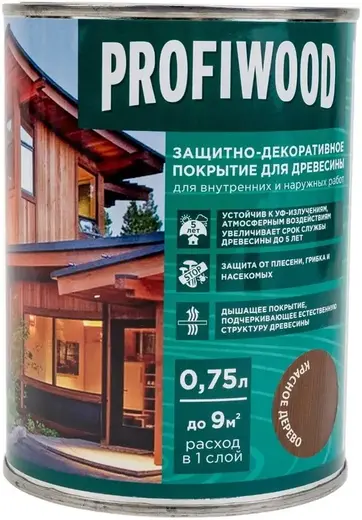 Profiwood покрытие защитно-декоративное для древесины (750 мл) красное дерево