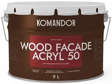 краска по дереву "wood facade acryl 50" база c 9 л (1) "komandor"