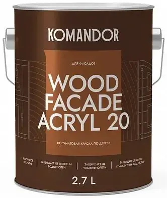 Командор Wood Facade Acryl 20 краска по дереву (2.7 л) база А