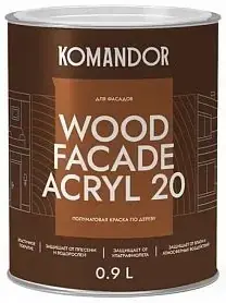 краска по дереву "wood facade acryl 20" база c 9 л (1) "komandor"