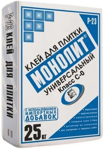 Монолит Р-23 клей универсальный для укладки плитки (25 кг)