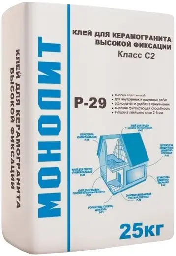 Монолит Р-29 клей для укладки плитки из керамогранита (25 кг)