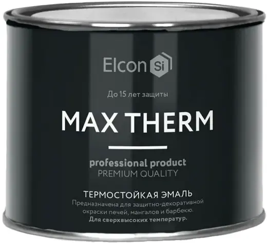 Elcon Max Therm термостойкая эмаль (400 г) черная RAL 9005 (1000 °C)