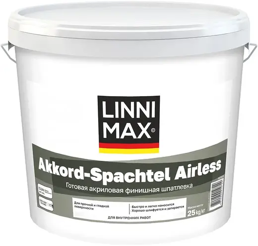 Linnimax Akkord-Spachtel Airless шпатлевка готовая финишная акриловая (25 кг) белая