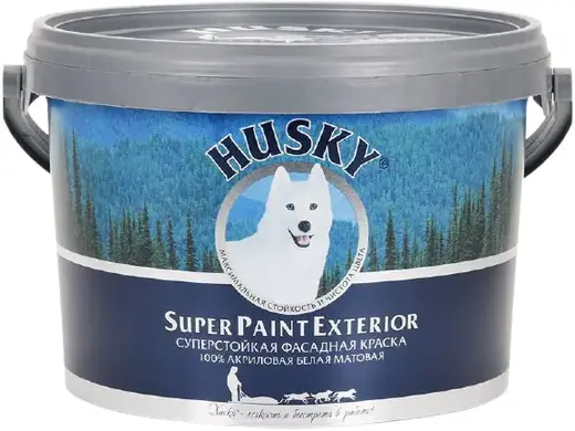 Хаски Super Paint Exterior суперстойкая фасадная краска 100% акриловая (2.5 л) бесцветная