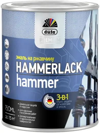 Dufa Premium Hammerlack эмаль на ржавчину (750 мл) коричневая молотковая глянцевая