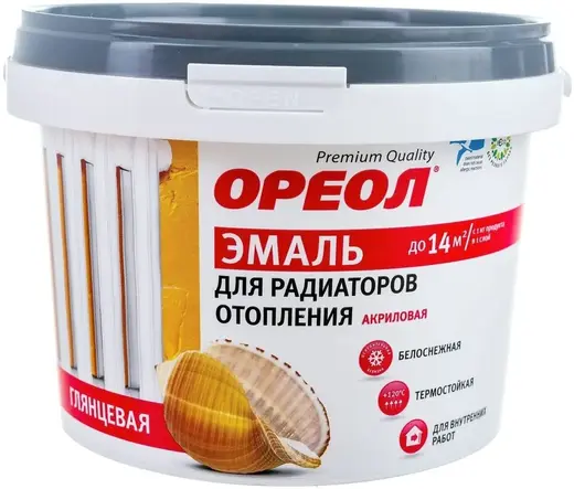 Ореол Premium Quality для Радиаторов Отопления эмаль акриловая (500 г) белая матовая