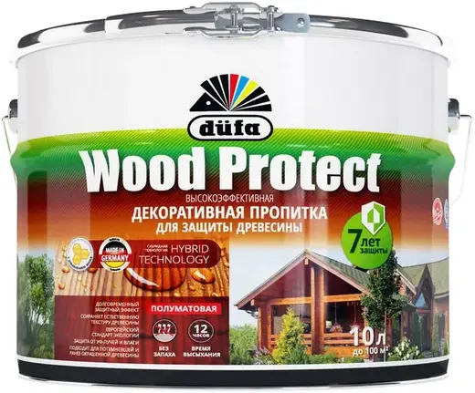 Dufa Wood Protect высокоэффективная декоративная пропитка (10 л) орех