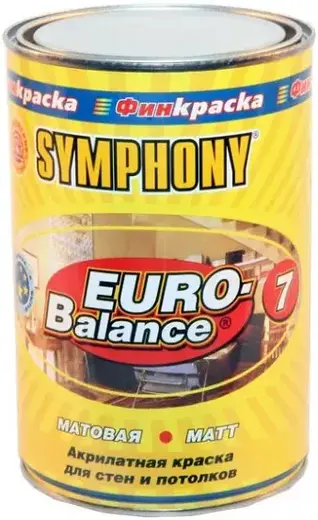Финкраска Симфония Euro-Balance 7 акрилатная краска для стен и потолков (1 л) бесцветная