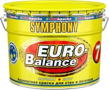 Финкраска Симфония Euro-Balance 7 акрилатная краска для стен и потолков (10 л пластик) бесцветная