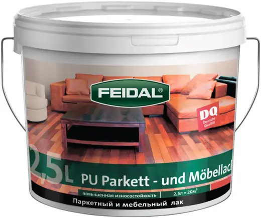Feidal PU-Parket Moebellack полиуретановый паркетный и мебельный лак на водной основе (2.5 л) полуглянцевый