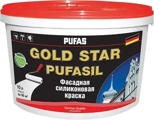 Пуфас Gold Star Pufasil фасадная силиконовая краска (10 л) бесцветная