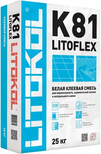 Литокол Litoflex K80 Белый эластичная высокоадгезивная сухая клеевая смесь (25 кг)