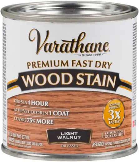 Rust-Oleum Varathane Premium Fast Dry Wood Stain тонирующее прозрачное масло для дерева (236 мл) светлый орех