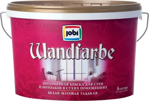 Jobi Wandfarbe интерьерная краска для стен и потолков акриловая (5 л) белая морозостойкая