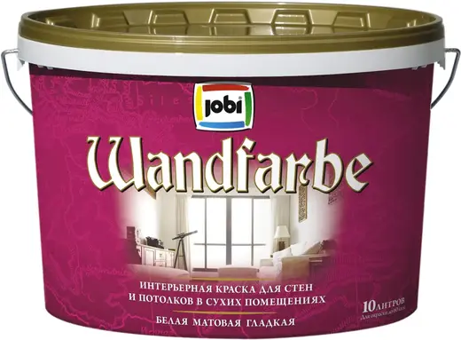 Jobi Wandfarbe интерьерная краска для стен и потолков акриловая (10 л) белая морозостойкая