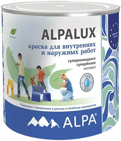 Alpa Alpalux краска акриловая для стен и потолков супербелая (1 л) супербелая