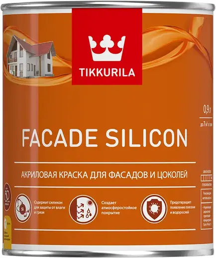 Тиккурила Facade Silicon акриловая краска для фасадов и цоколей (900 мл) бесцветная