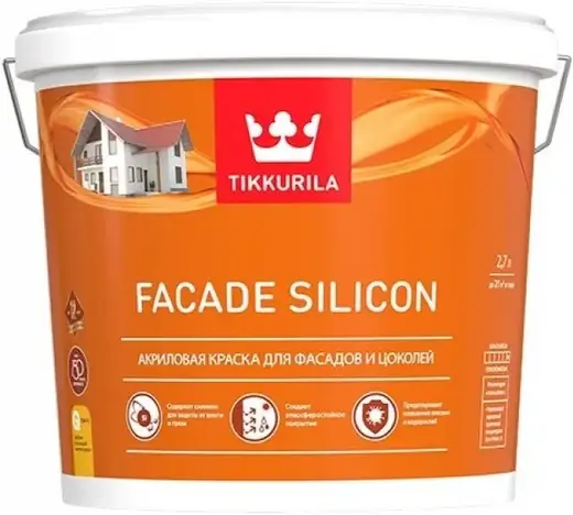 Тиккурила Facade Silicon акриловая краска для фасадов и цоколей (2.7 л) бесцветная