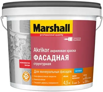 Marshall Akrikor акриловая краска фасадная структурная (4.5 л) белая