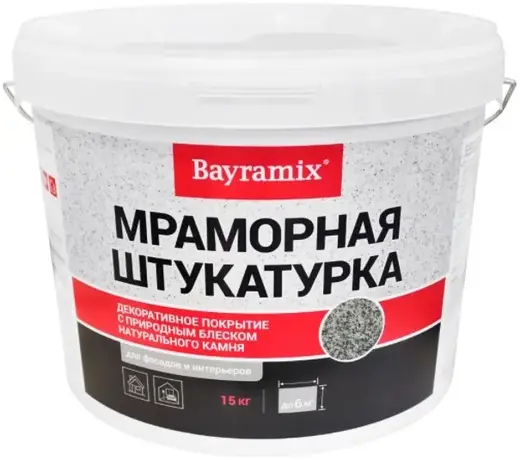 Bayramix Мраморная Штукатурка декоративное покрытие с природным блеском натурального камня (15 кг 1-1.5 мм) Ever Green-K