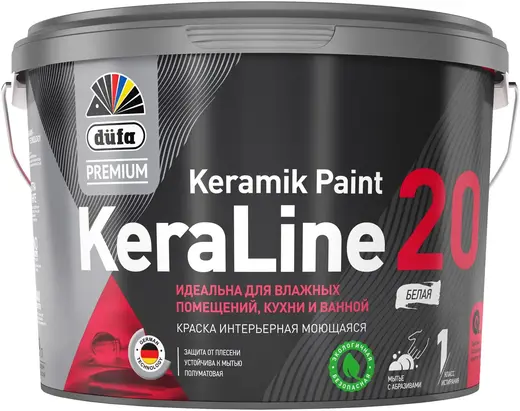 Dufa Premium Keraline Keramik Paint 20 краска интерьерная моющаяся (9 л) бесцветная