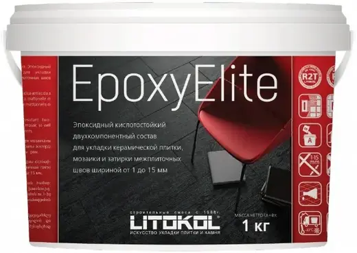 Литокол Epoxyelite эпоксидный кислотостойкий 2-комп состав (1 кг (0.92 л + 0.08 л) E.05 серый базальт