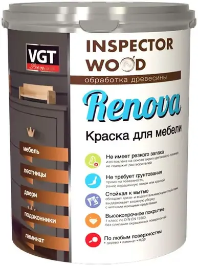 ВГТ Premium Renova краска для мебели полиуретановая (1 кг) супербелая