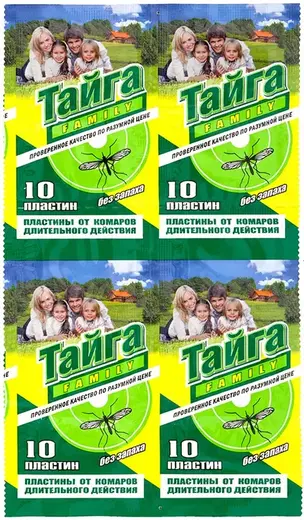 Тайга Family инсектицидные пластины от комаров (10 пластин)