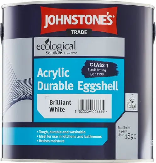 Johnstones Acrylic Durable Eggshell акриловая краска (2.5 л) белая