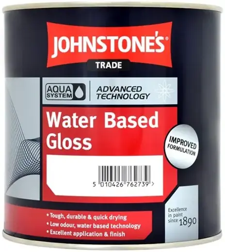 Johnstones Aqua Water Based Gloss высокопрочная глянцевая краска (2.5 л) белая