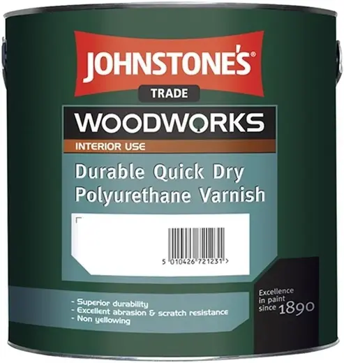 Johnstones Durable Quick Dry Polyurethane Varnish быстросохнущий полиуретановый лак (2.5 л) глянцевый