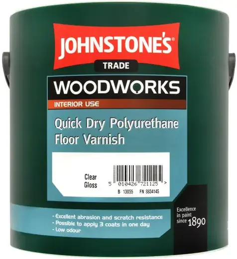 Johnstones Quick Dry Polyurethane Floor Varnish быстросохнущий паркетный полиуретановый лак (5 л) глянцевый