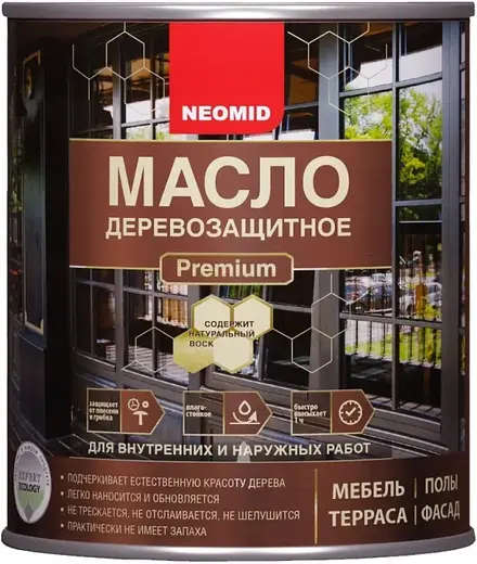 Неомид Premium масло деревозащитное для внутренних и наружных работ (750 мл) тик