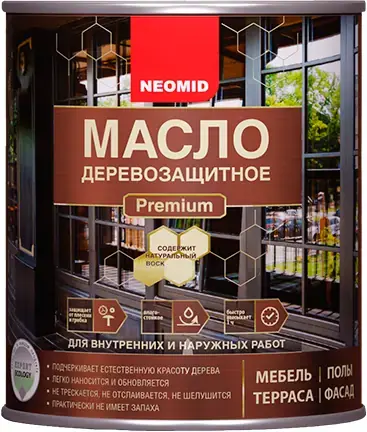 Неомид Premium масло деревозащитное для внутренних и наружных работ (750 мл) тик