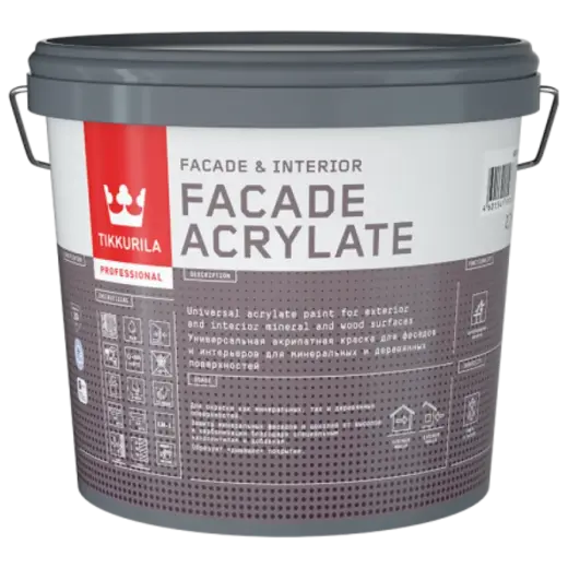 Тиккурила Facade Acrylate универсальная акрилатная краска для фасадов и интерьеров (2.7 л) бесцветная