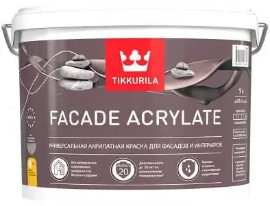 Тиккурила Facade Acrylate универсальная акрилатная краска для фасадов и интерьеров (9 л) бесцветная