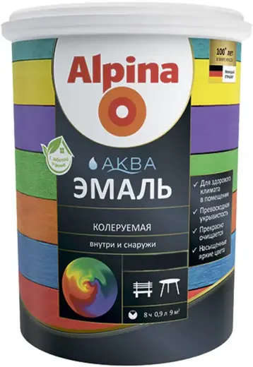 Alpina Аква эмаль акриловая (900 мл) бесцветная база 3 глянцевая