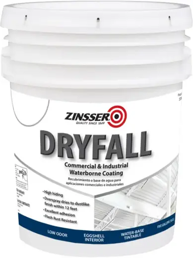 Rust-Oleum Zinsser Dryfall краска интерьерная быстросохнущая для стен и потолка (18.9 л) белая ультраматовая