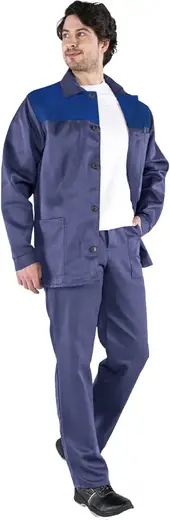Факел-Спецодежда Стандарт костюм (куртка + брюки 44-46) 170-176 васильковый/темно-синий