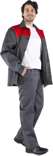 Факел-Спецодежда Стандарт костюм (куртка + брюки 60-62) 170-176 красный/темно-серый