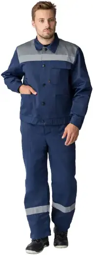 Факел-Спецодежда Труженик-2 СОП костюм (куртка + полукомбинезон 68-70) 182-188 серый/темно-синий