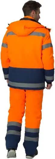 Факел-Спецодежда Дорожник костюм зимний (куртка + брюки 44-46) 170-176 оранжевый/темно-синий