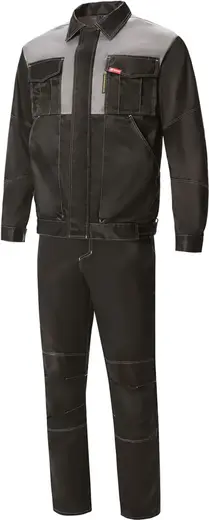 Союзспецодежда Mars костюм мужской летний (куртка + полукомбинезон 48-50) 182-188 черный/светло-серый